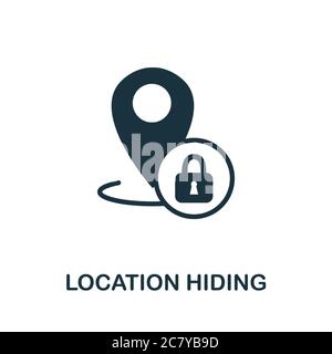 Location Hiding icon. Monochrome simple Location Hiding icon for ...