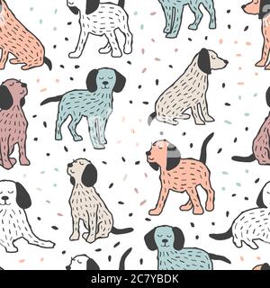 Childish seamless pattern with dogs. Cute baby design for kids fabric and textile Stock Vector