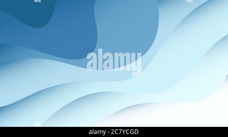 Abstract blue water wave paper 3d fluid layer vector background Stock Vector