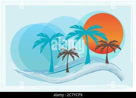 Tropical Island vector drawing Stock Vector