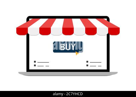 Online shop. Digital Marketing, store, E-commerce shopping concept. Stock Vector