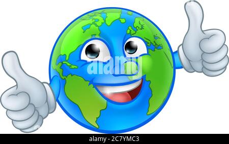 Earth Globe World Mascot Cartoon Character Stock Vector