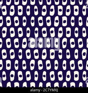 Hand-Drawn Geo Organic Cream Lines and Dots Vector Seamless Pattern. Modern Colorful Abstract Geometric Background Stock Vector