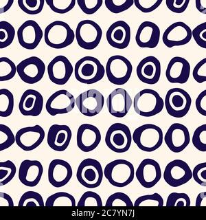 Retro Irregular Shaped Circles Set Vector Seamless Pattern. Modern Mid-Century Abstract Polka Dot Geometric Background Stock Vector