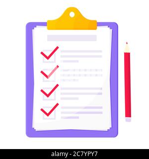Clipboard with complete checklist flat style design icon sign vector illustration Stock Vector
