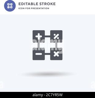 Maths icon vector, filled flat sign, solid pictogram isolated on white, logo illustration. Maths icon for presentation. Stock Vector