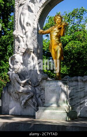 The famous monument to the composer Johann Strauss in Stadpark, public park of Vienna (Austria) Stock Photo