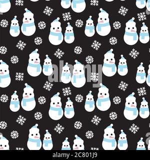 Christmas Snowman seamless pattern background for website graphics, fashion textile Stock Vector