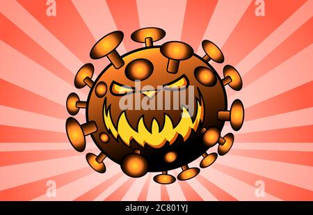 Disease bacteria virus  cartoon on red shadow big boom. Stock Vector
