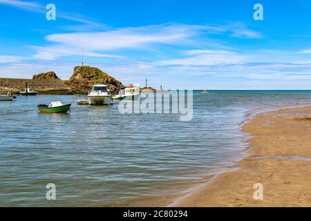 The beautiful and tranquil canal entrance on Summerleaze Beach, Bude Cornwall, South West England, United Kingdom Stock Photo