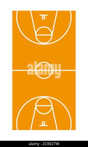 basketball field sport orange lines illustration Stock Photo