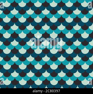 Colorful scallop pattern vector illustration design.Blue seamless vector pattern. Texture used for printing/wallpaper/ background. Stock Vector