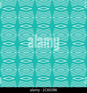 Vector seamless pattern texture background with geometric shapes, colored in light sea green and white colors. Stock Vector