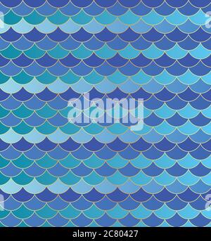Scallop pattern vector illustration design.Blue seamless vector pattern. Texture used for printing/wallpaper/ background. Stock Vector