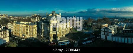 panorama of Odessa  Ukraine with National Academic Opera and Ballet Theater Stock Photo