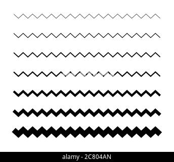 Zigzag line set vector illustration.Set of chevron design.zigzag print. Stock Vector