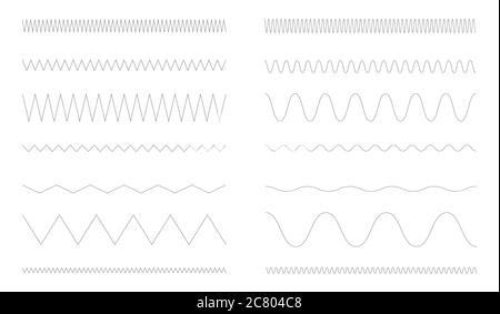 Zigzag lines and wavy lines vector set. Stock Vector