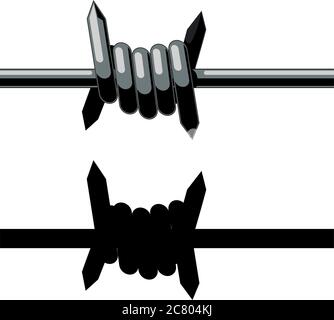 Safety steel barbed and razor wire vector seamless prison borders set ...