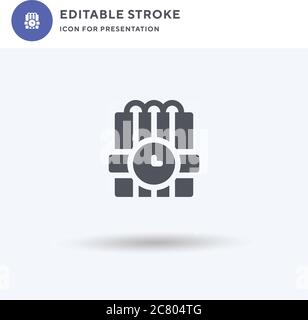 Dynamite icon vector, filled flat sign, solid pictogram isolated on white, logo illustration. Dynamite icon for presentation. Stock Vector