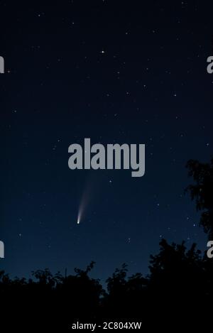 Comet C/2020 F3 Neowise on the nightsky over Kiel in Germany Stock Photo