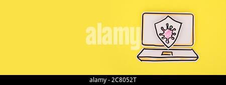 Notebook paper icon with virus protection picture Stock Photo