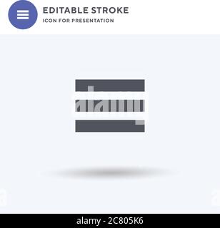 Justify Text icon vector, filled flat sign, solid pictogram isolated on white, logo illustration. Justify Text icon for presentation. Stock Vector