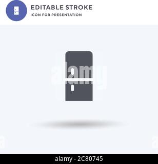 Fridge icon vector, filled flat sign, solid pictogram isolated on white, logo illustration. Fridge icon for presentation. Stock Vector