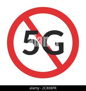 5g forbidden symbol. No 5G mobile network sign isolated Stock Vector