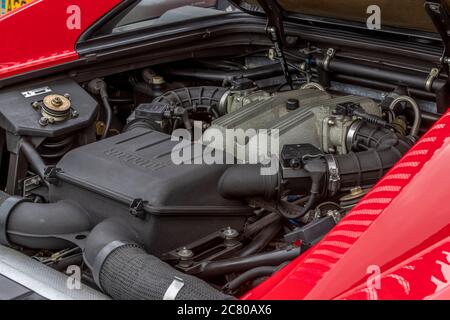 Ferrari 348 TB (Berlinetta) (1993) parked at The Rural Shopping Yard, Castle Ashby, Northampton, England, UK. Stock Photo