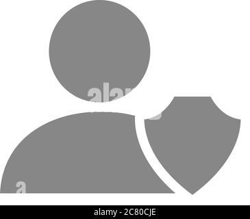 User profile with shield grey icon. Online account protection symbol Stock Vector
