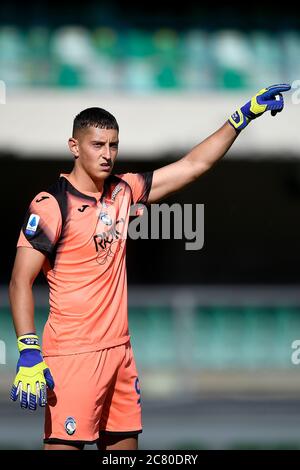 Verona, Italy - 18 July, 2020: Pierluigi Gollini of Atalanta BC gestures during the Serie A football match between Hellas Verona and Atalanta BC. The match ended in a 1-1 tie. Credit: Nicolò Campo/Alamy Live News Stock Photo