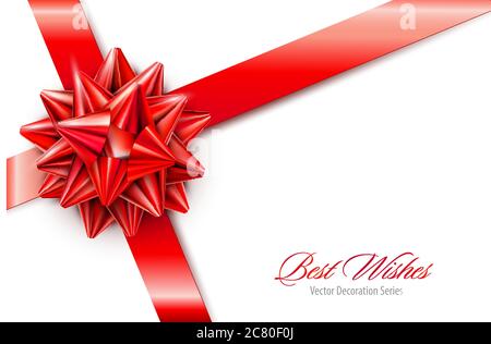 Vector Red Realistic Bow with Ribbons Isolated on Transparent Background Stock Vector