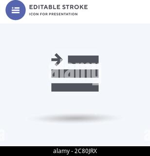 Right Indent icon vector, filled flat sign, solid pictogram isolated on white, logo illustration. Right Indent icon for presentation. Stock Vector