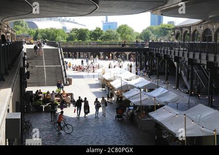 Independent, artisan Canopy Market, temporarily sited at fashionable Coal Drop Yards in post Covid months, at Kings Cross, north London, UK Stock Photo