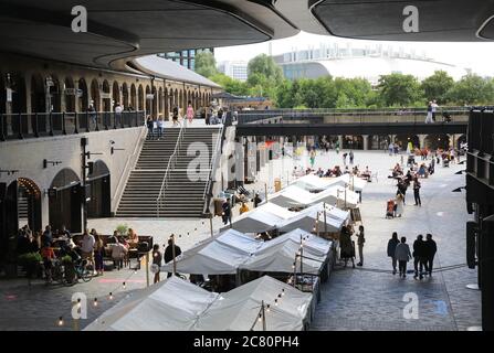Independent, artisan Canopy Market, temporarily sited at fashionable Coal Drop Yards in post Covid months, at Kings Cross, north London, UK Stock Photo