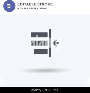 Left Indent icon vector, filled flat sign, solid pictogram isolated on white, logo illustration. Left Indent icon for presentation. Stock Vector
