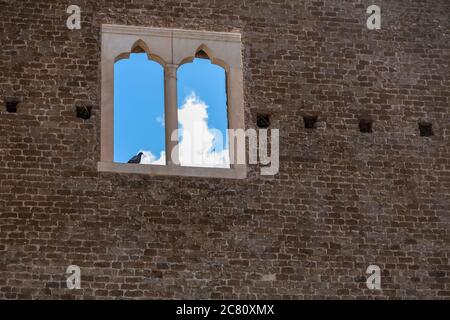 Detail of the window of the Tomb of Cecília Metela on the ancient Roman road Via Appia, city of Rome, Italy Stock Photo