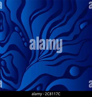 Vintage abstract pattern in bright blue gradient color, isolated on dark blue background. Stock Vector