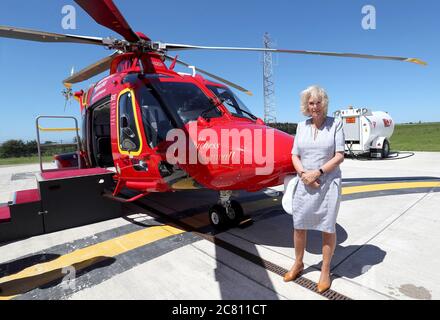 The Duchess of Cornwall during a visit to Cornwall Air Ambulance Trust's base in Newquay to launch the new 'Duchess of Cornwall' helicopter, while on a three day visit to Cornwall with the The Prince of Wales. Stock Photo