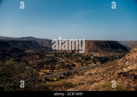 Large gorge where the awash river flows through in the national park, afar, northern ethiopia Stock Photo