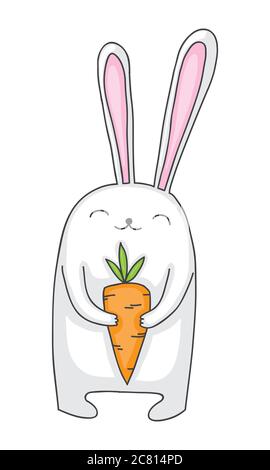 Cute Rabbit eating carrot,watercolor... - Stock Illustration [107265262] -  PIXTA