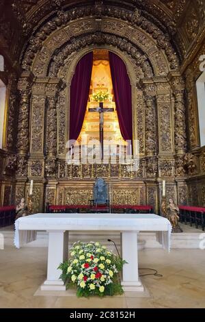 Aveiro, Portugal - June 10, 2017: Interiors of the Vera Cruz church in Aveiro. Aveiro, popular tourist destination, also known as Venice of Portugal Stock Photo