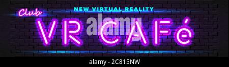 VR Cafe neon banner Stock Vector