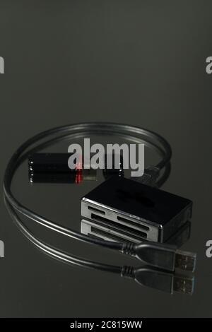 The USB adapter under the Type. Multiport. Stock Photo