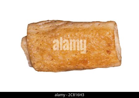 Stuffed fried pancakes, fried crepes with filling, isolated on white Stock Photo