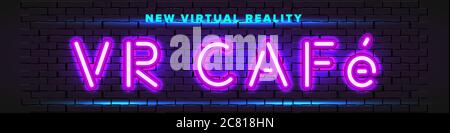 VR Cafe neon banner Stock Vector