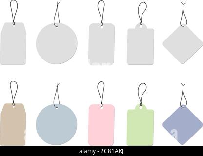 collection of cardboard labels or price tags isolated on white background vector illustration Stock Vector