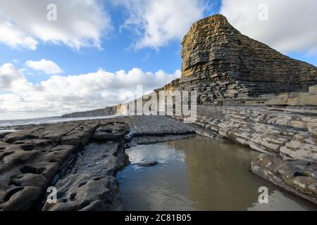 Nash Point Heritage Coastline The Heritage Coast, South Wales, which features a 'Welsh Sphinx' like cliff face Stock Photo