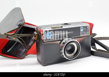 Kodak instamatic camera with case Stock Photo