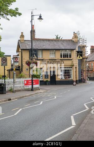 The Harefield pub and restaurant in the High Street, Harefield village,Uxbridge,Middlesex, England, UK Stock Photo